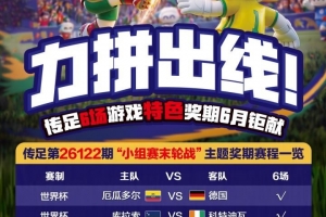 力战晋级！传足特色奖期第26122期锁定小组赛最后一轮对决
